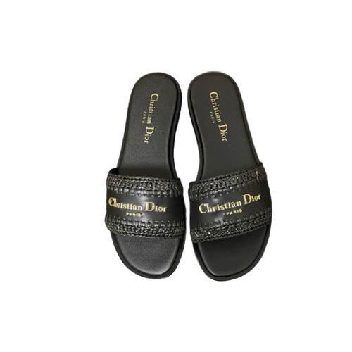 Black Leather-Raffia Dio