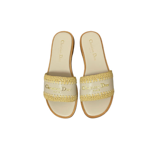 Ivory Leather-Raffia Dio